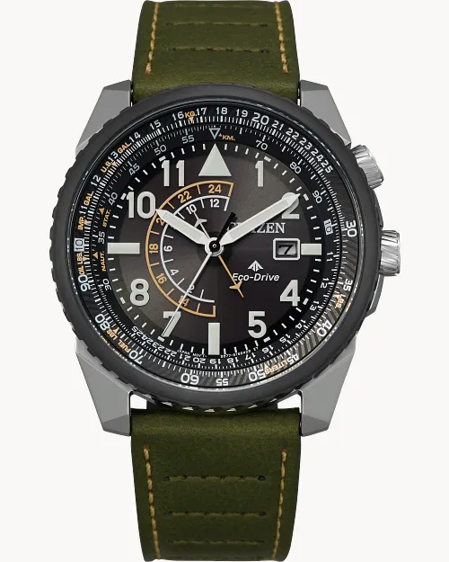 Promaster Nighthawk Black Dial Leather Strap BJ7138 04E CITIZEN